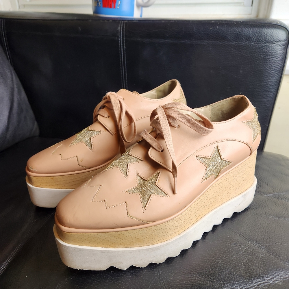 Stella McCartney Blush Pink Star Platform Lace-Up Shoes